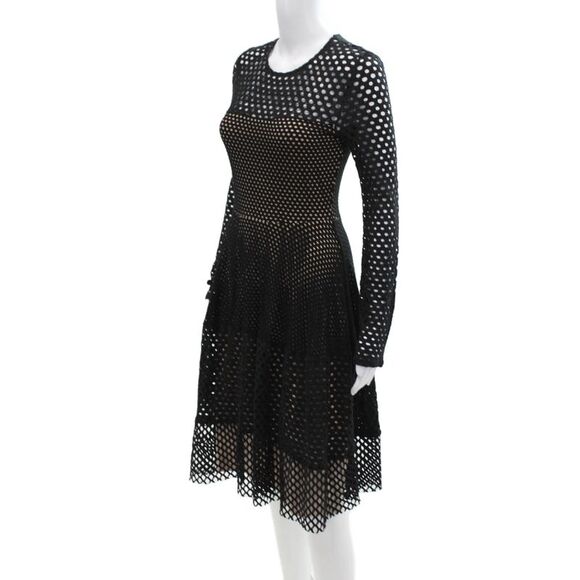 BCBG Max Azria Womens Mesh Layered Zipped Sheath Dress Black Size S - Picture 2 of 7